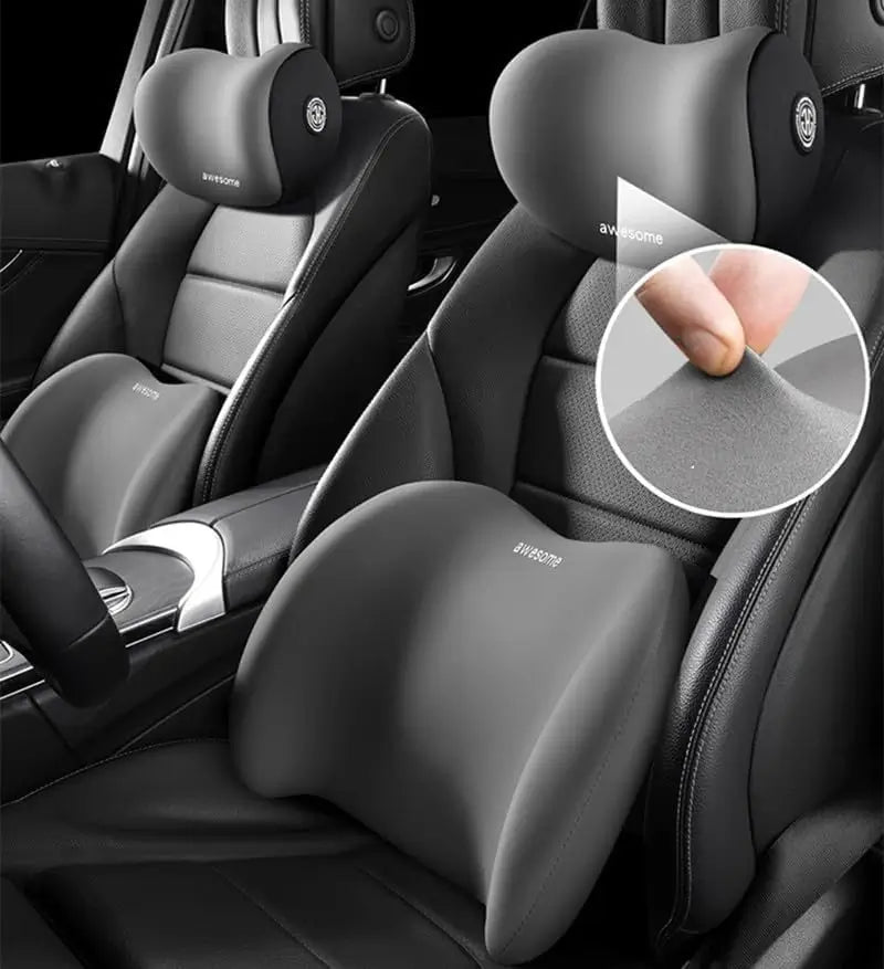 2 Coussin de soutien lombaire et 2 cervical pour Siège de Conducteur