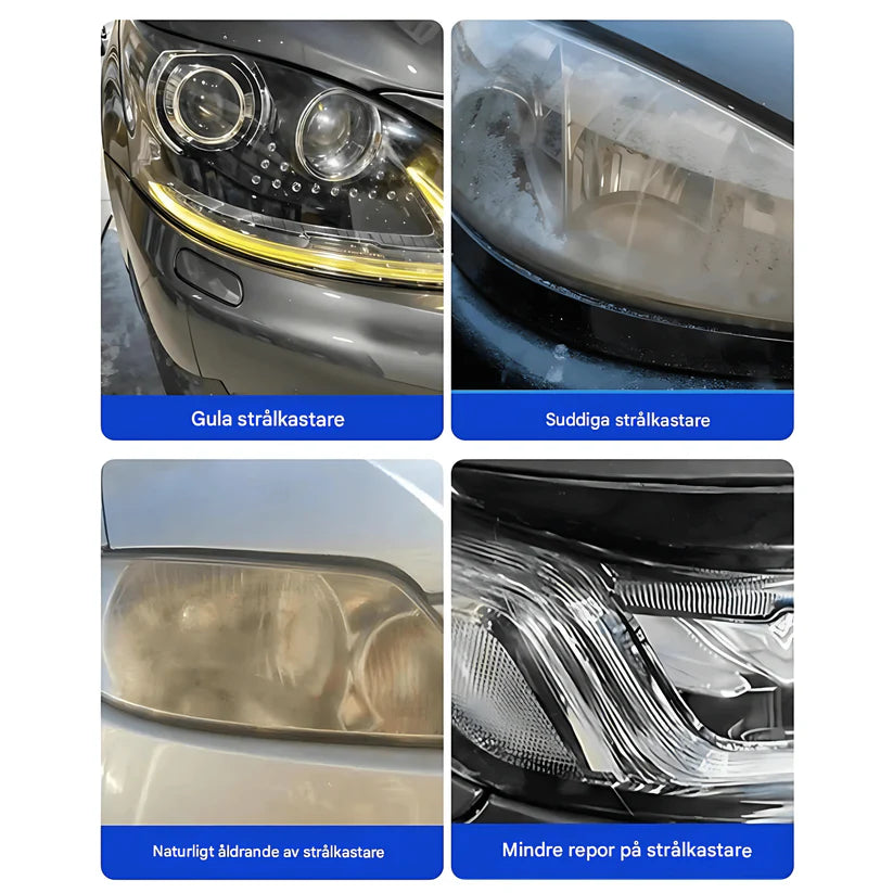 Rénovation des phares de voiture avec pâte à polir et protection UV