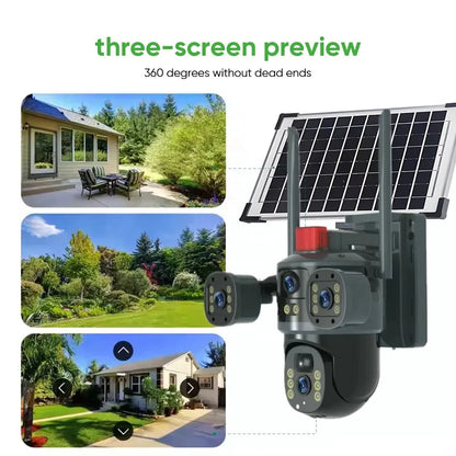 Caméra de Surveillance Solaire Sans Fil 3 en 1 – Caméra Intelligente Extérieure avec Vision Nocturne et Contrôle à Distance