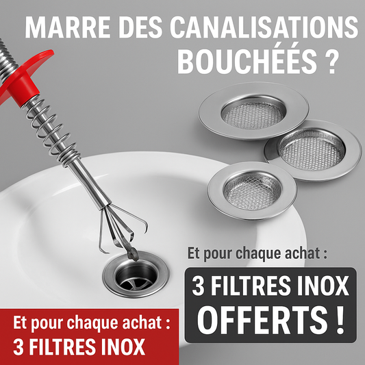 Le Déboucheur Ultra-Pratique + 3 Filtres Anti-Déchets GRATUITS